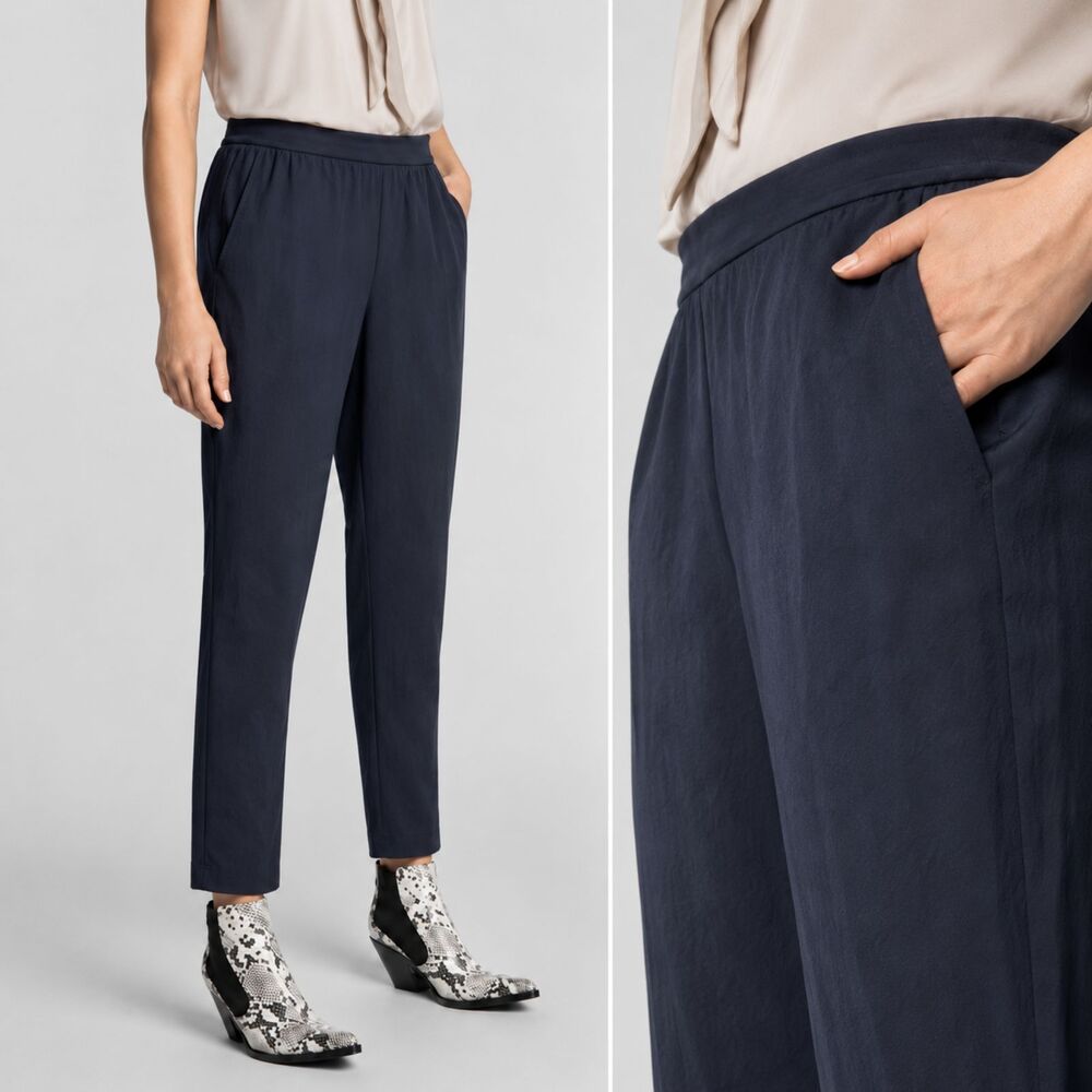 SET Dark Grey Vegan Silk Trouser Pants Size 4 Work Wear